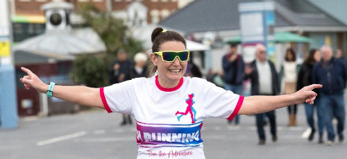 Happy Marathon Girl Running